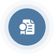 A blue circle with an image of a document
