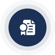 A blue circle with an image of a paper