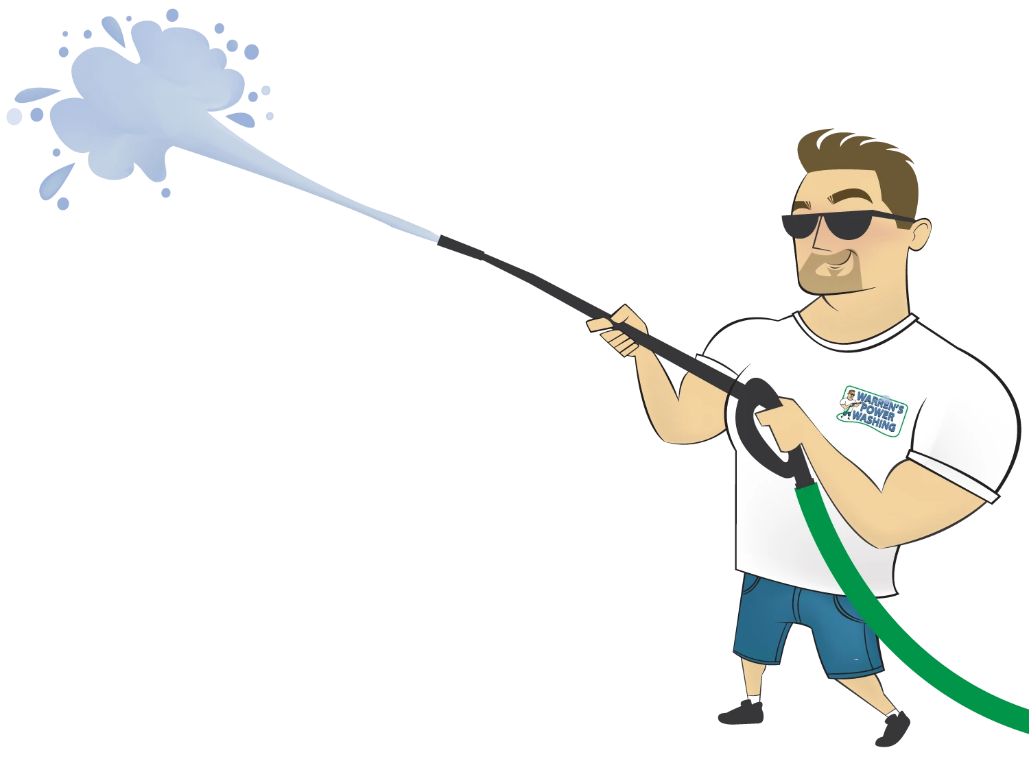 A man holding two guns and spraying water.