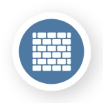 A blue and white icon of a brick wall.