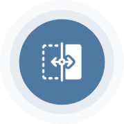 A blue circle with an arrow pointing to the left.